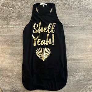 Miken Swim XS Black Raceback Tank Top with Gold Graphic